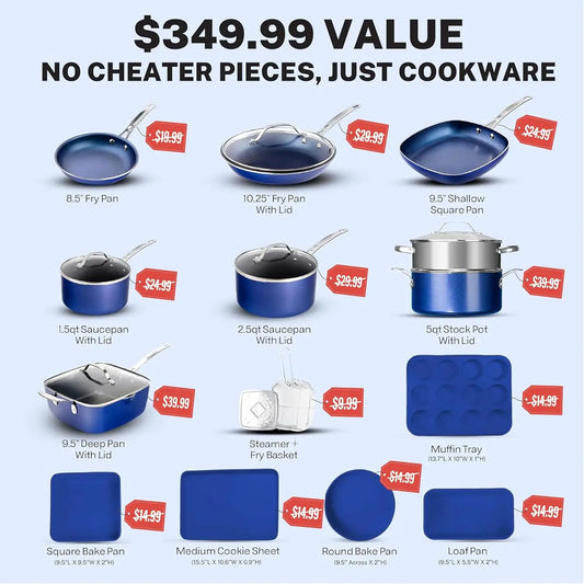 20 Pc Pots and Pans Set Non Stick Cookware