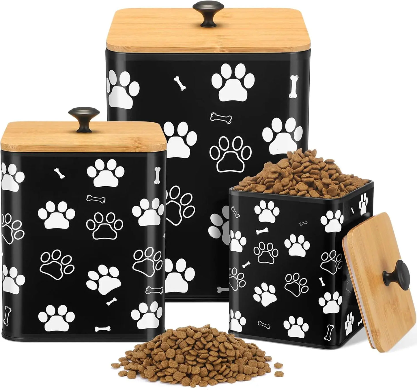 Airtight Dog Food Containers with Bamboo Lids
