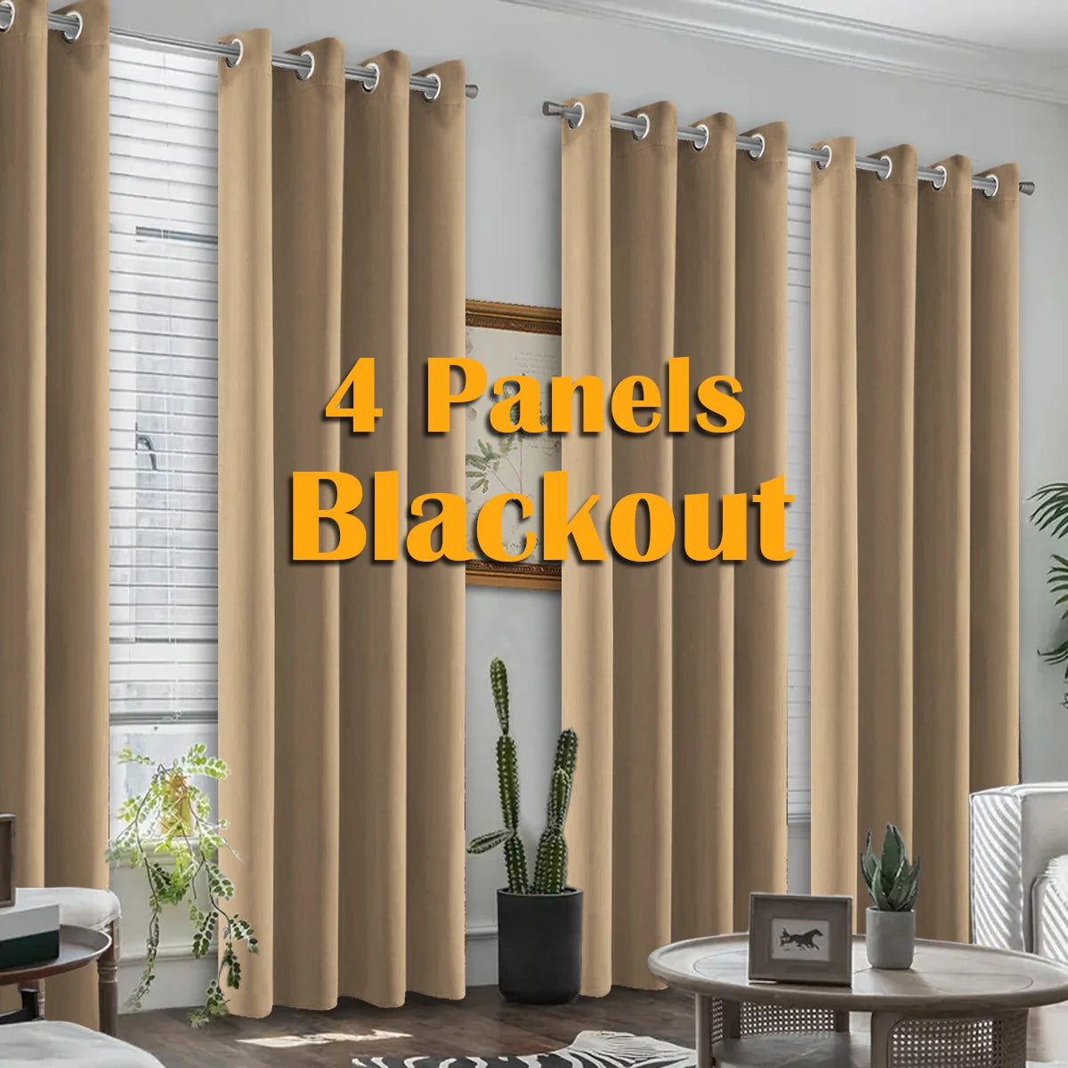 4PCS Blackout Curtains, Heat-Insulated Grommet Curtains