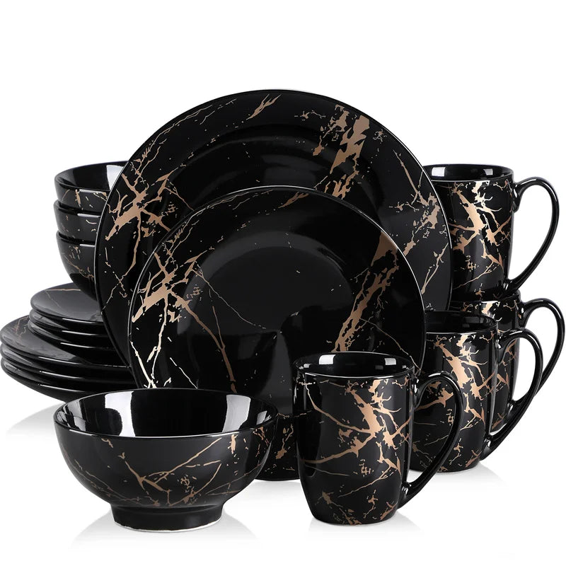 Black Coffee Cups Dinner Ware Set