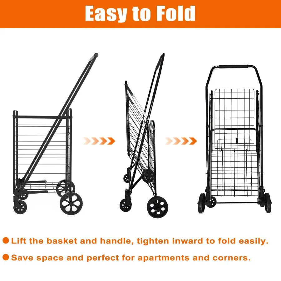 Shopping Cart with open door  Wheels Foldable