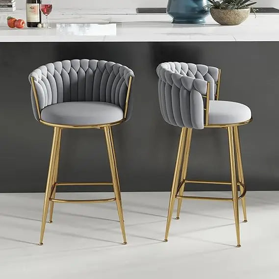 Gold Bar Stool 3 Set with Backrest