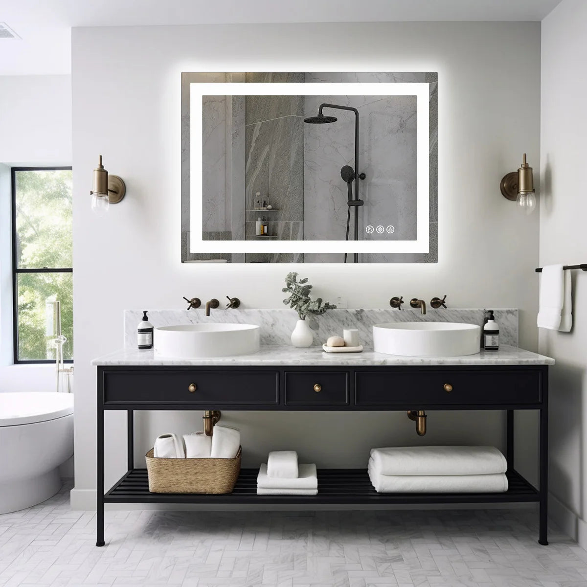 LED Bathroom Vanity Mirror for Tempered Glass