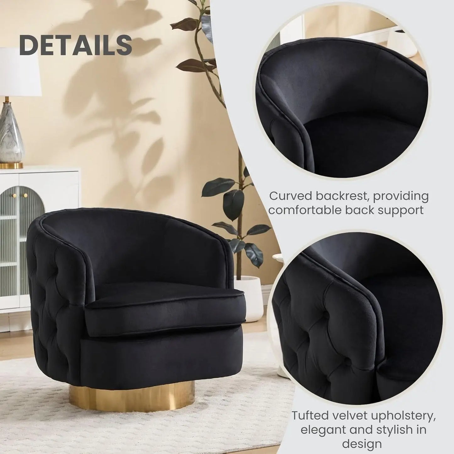 360 Degree Swivel Barrel Accent Chair