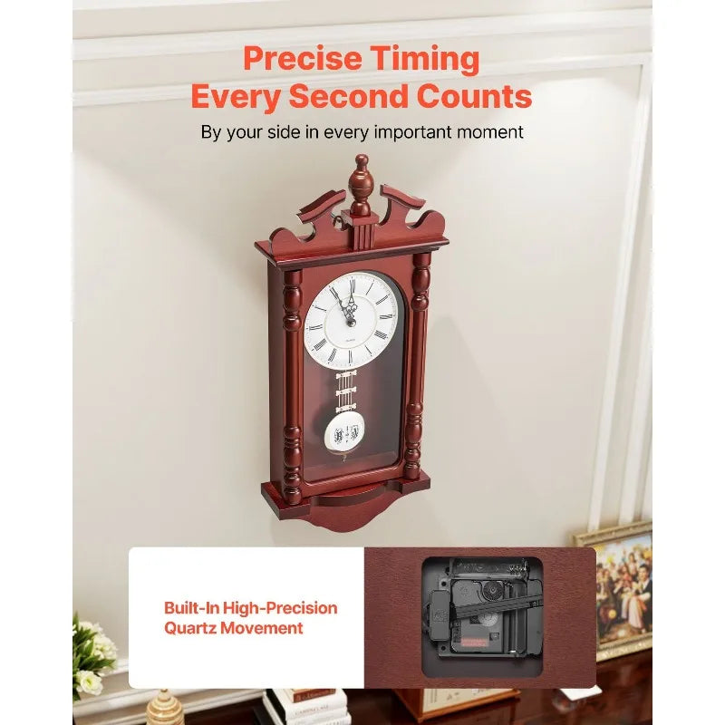 Grandfather Clock Vintage Pendulum Wall Clock Quartz