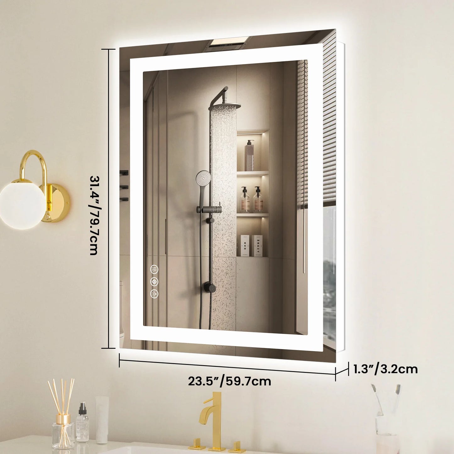 LED Bathroom Vanity Mirror for Tempered Glass