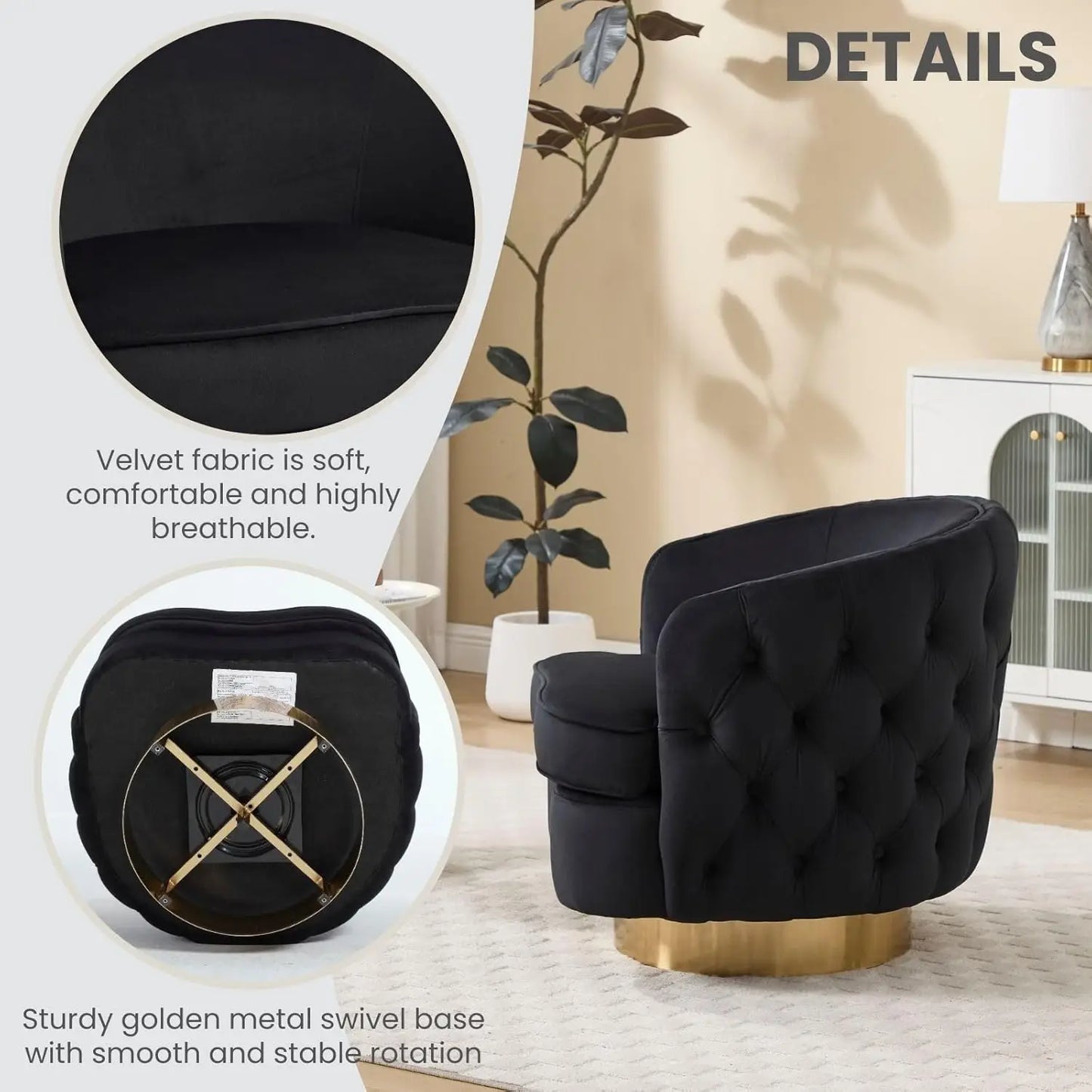 360 Degree Swivel Barrel Accent Chair