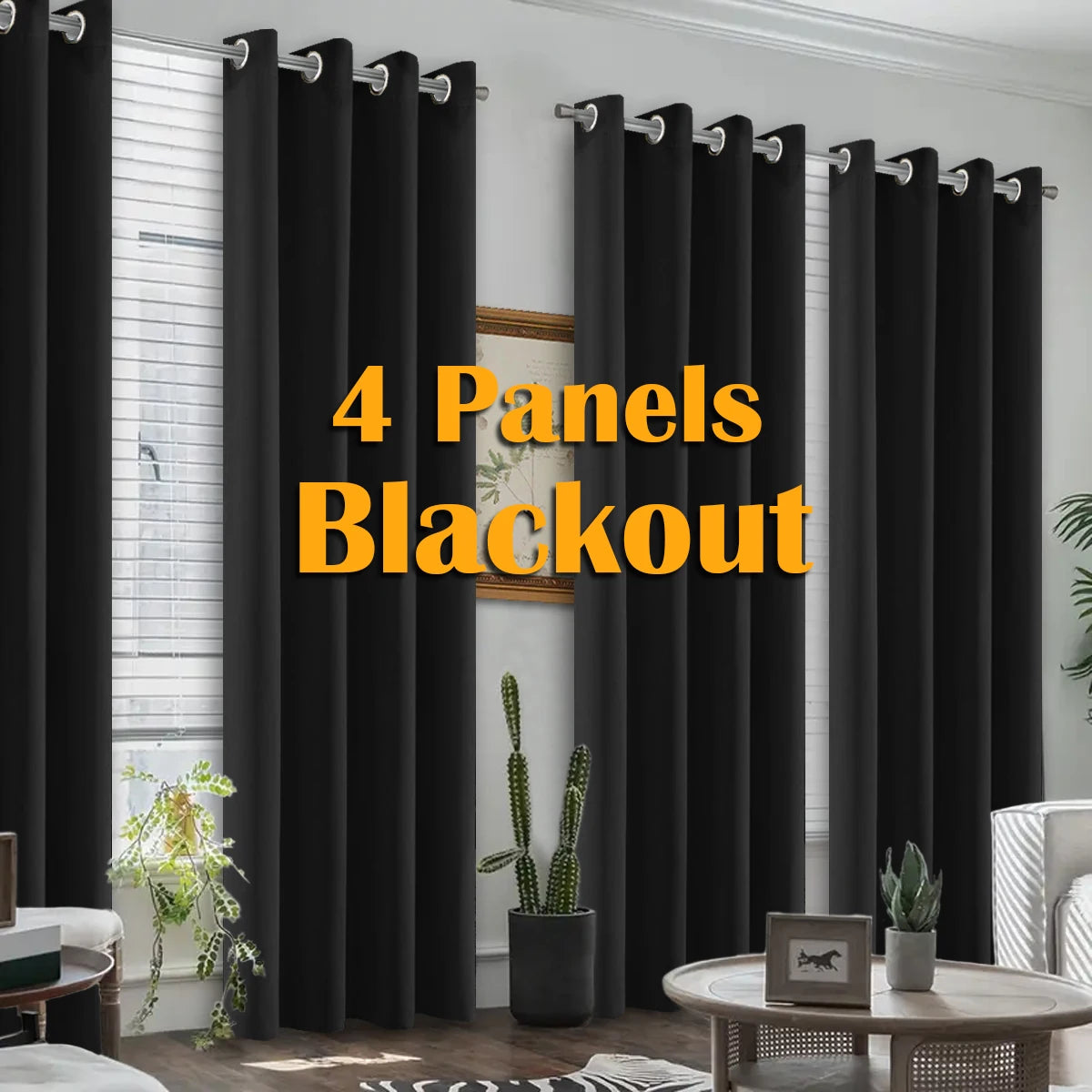 4PCS Blackout Curtains, Heat-Insulated Grommet Curtains