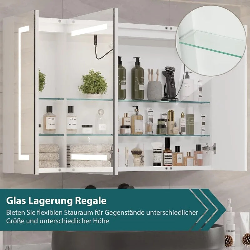 Medicine Cabinet with Mirror and LED Light,