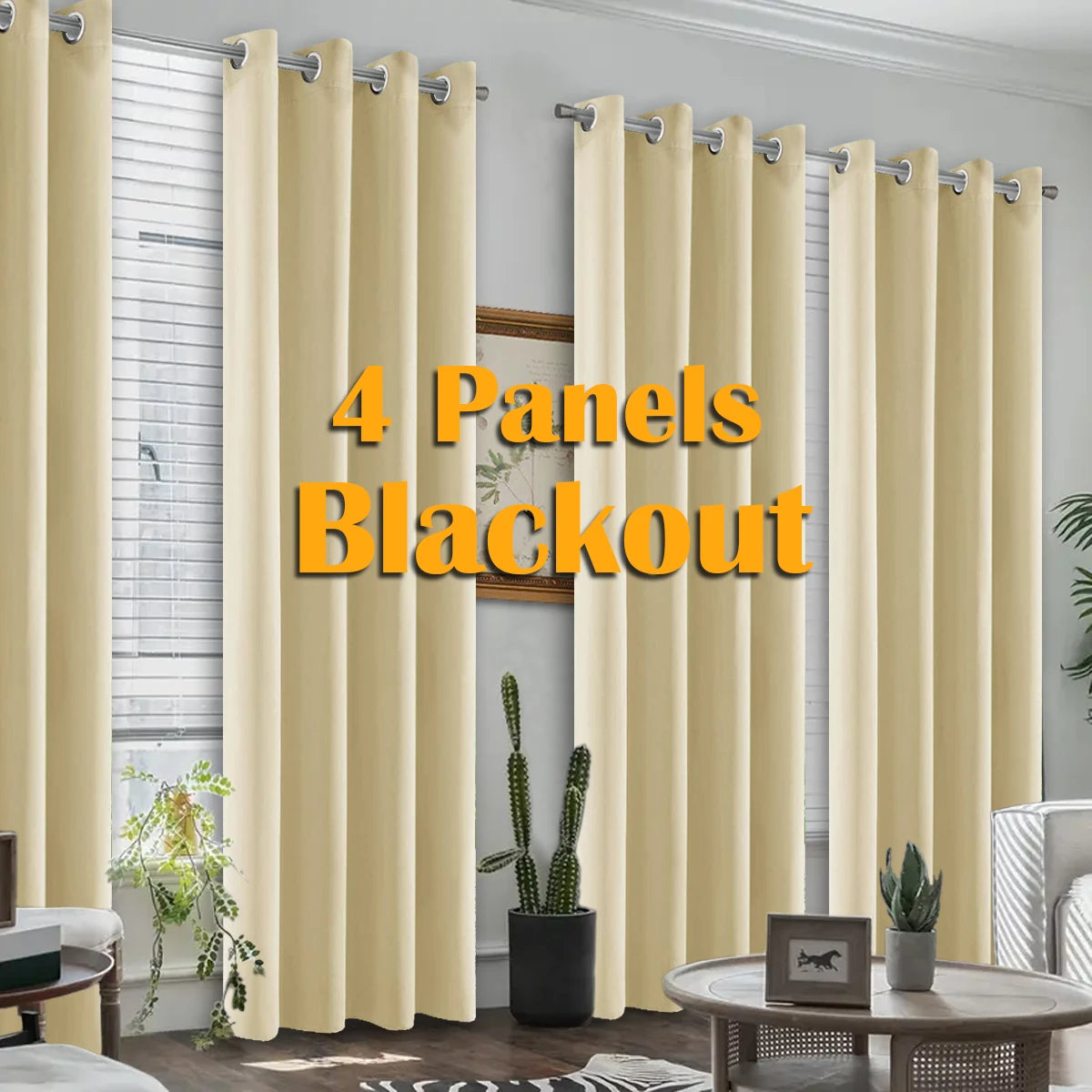 4PCS Blackout Curtains, Heat-Insulated Grommet Curtains