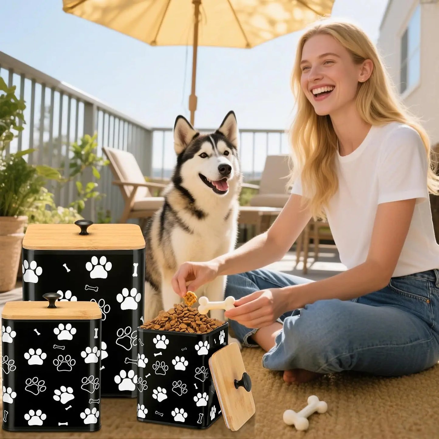 Airtight Dog Food Containers with Bamboo Lids