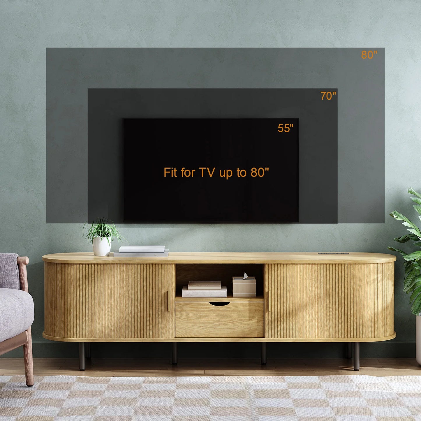 69" TV Stand w/ Power Outlet