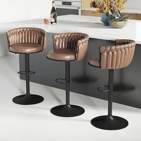Gold Bar Stool 3 Set with Backrest