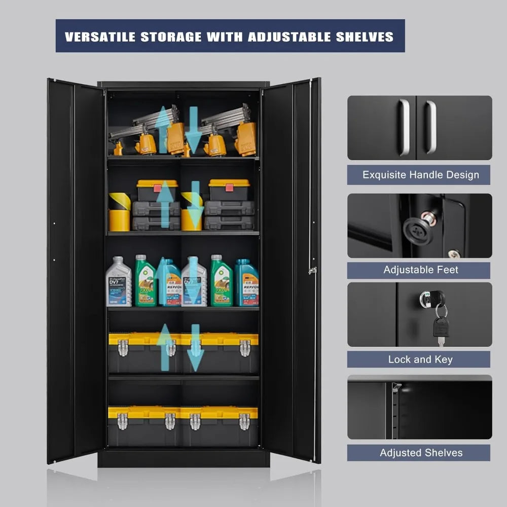 Garage Storage Cabinet with Doors and Shelves,