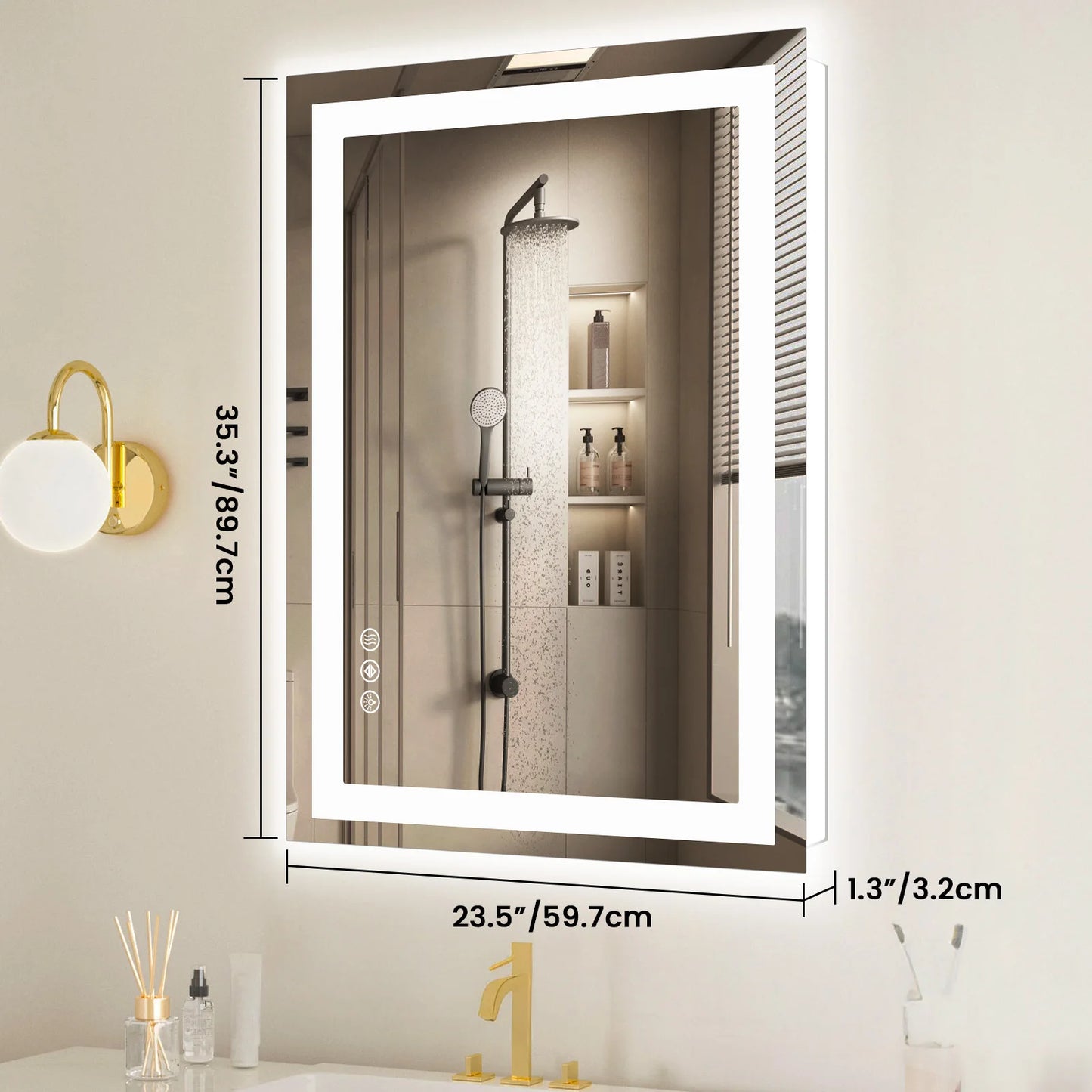 LED Bathroom Vanity Mirror for Tempered Glass