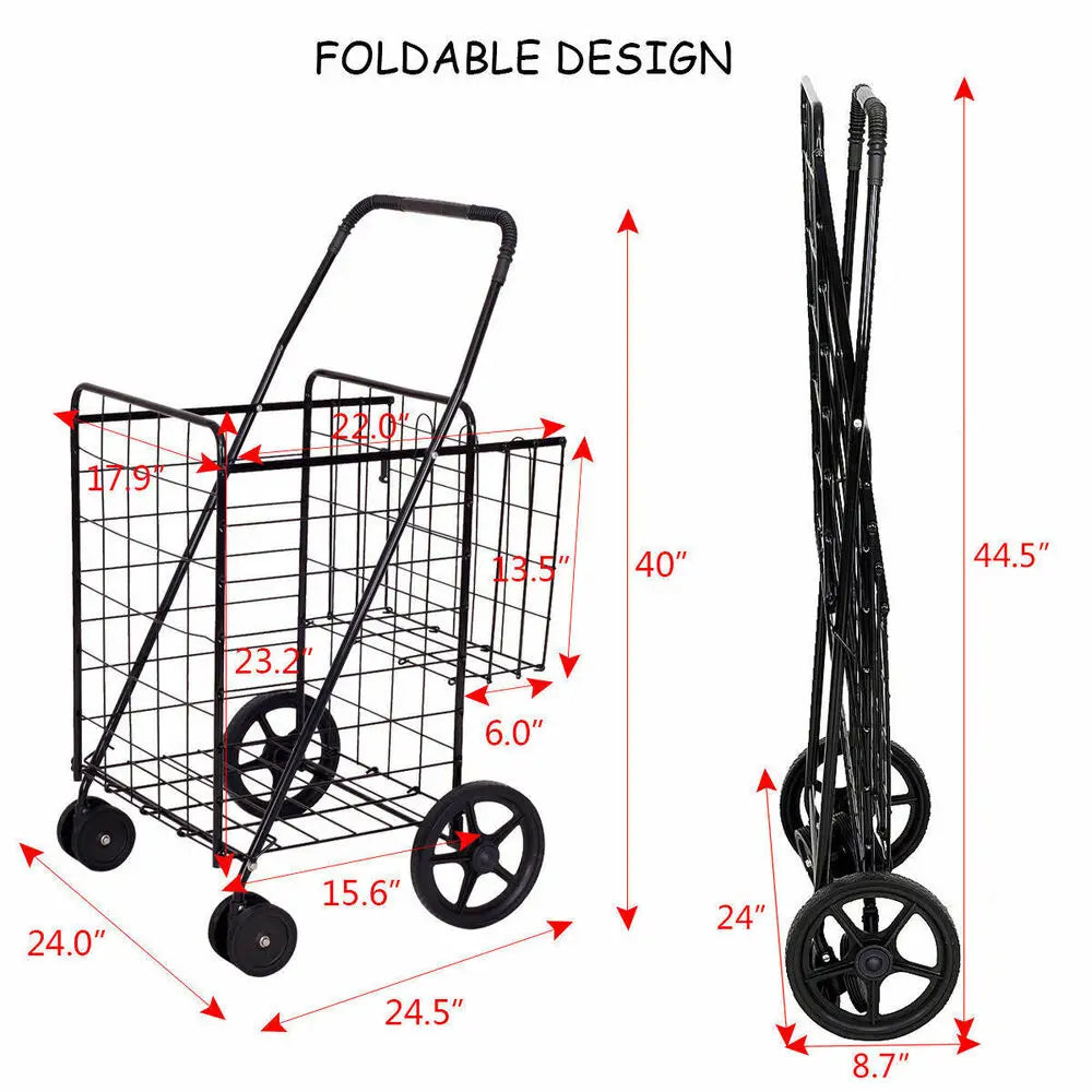 Folding Shopping Cart Jumbo Basket