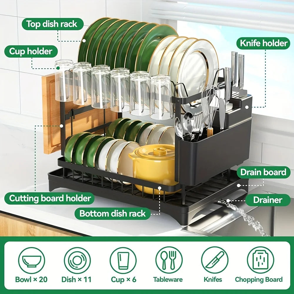 Dish Drying Rack Multifunctional Kitchen With Drainboard,
