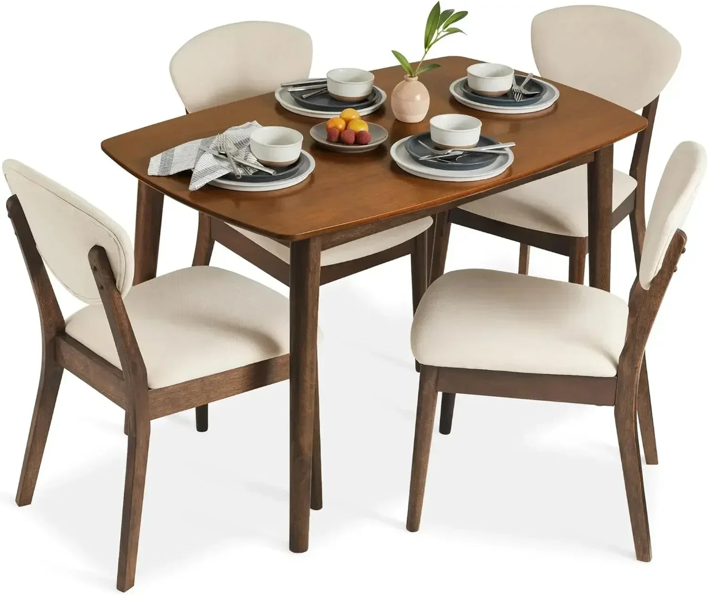 5-Piece Dining Set, Compact Table Chair