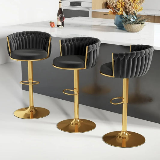 Gold Bar Stool 3 Set with Backrest