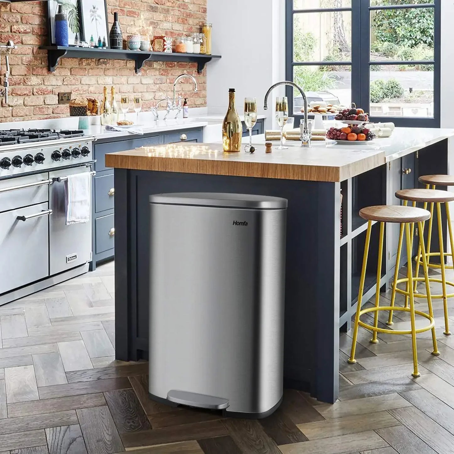 Kitchen Trash Can, Stainless Steel 50 Liter