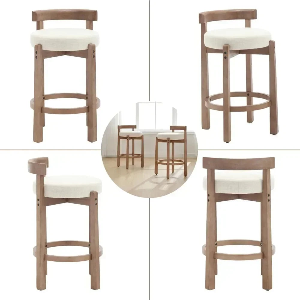 Bar Stools Set  Chairs with Wooden Legs