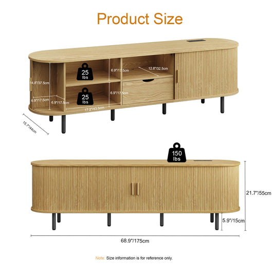 69" TV Stand w/ Power Outlet