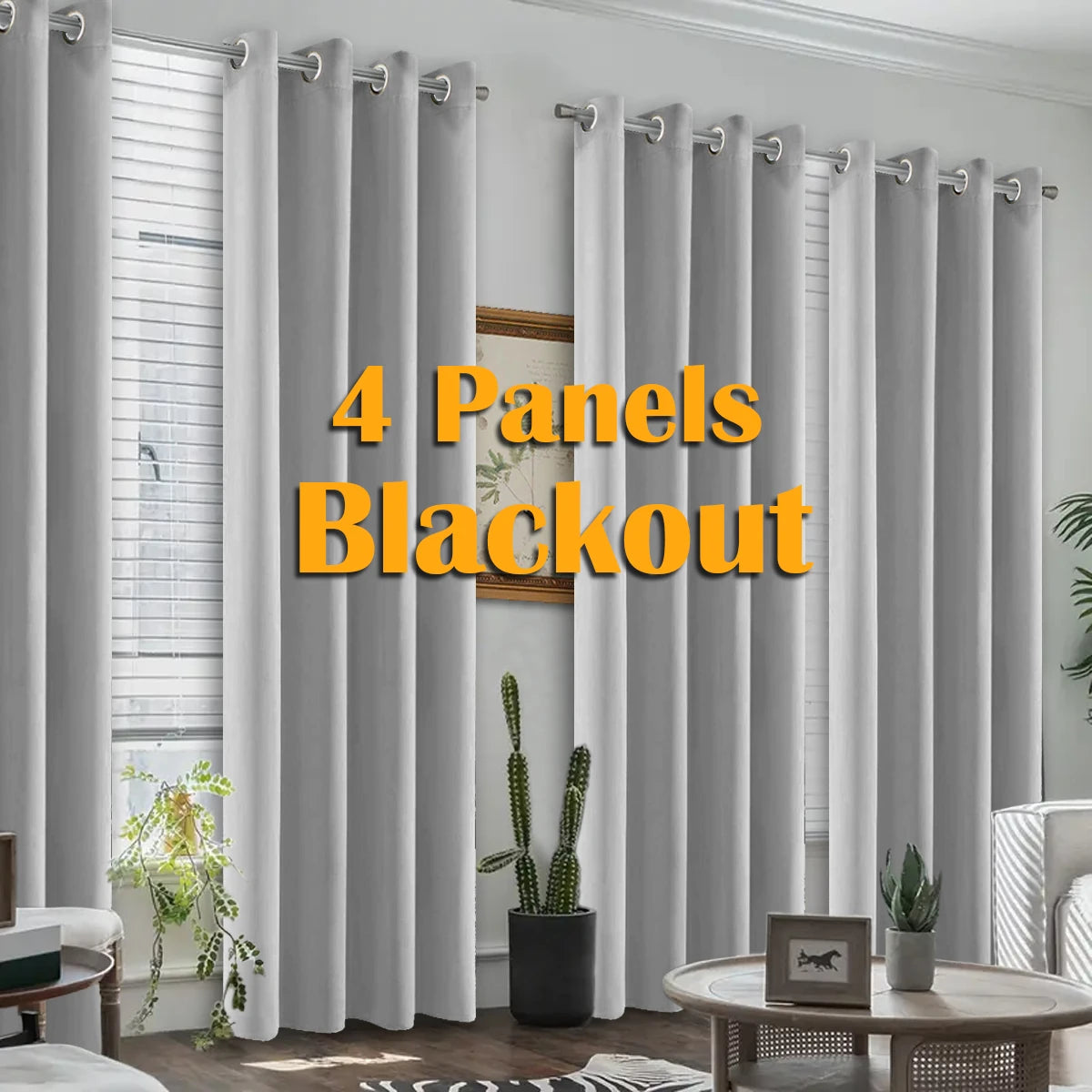 4PCS Blackout Curtains, Heat-Insulated Grommet Curtains