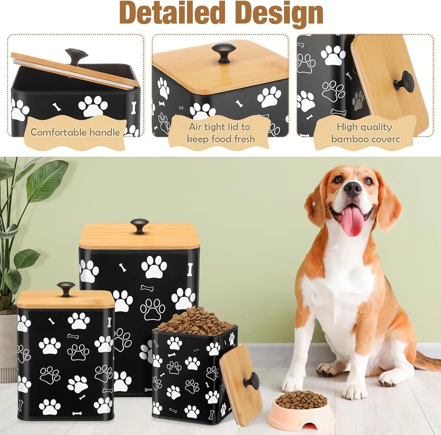 Airtight Dog Food Containers with Bamboo Lids