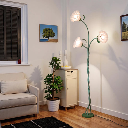 Retro 3-Head Flower Floor Lamp, Contains Bulb,