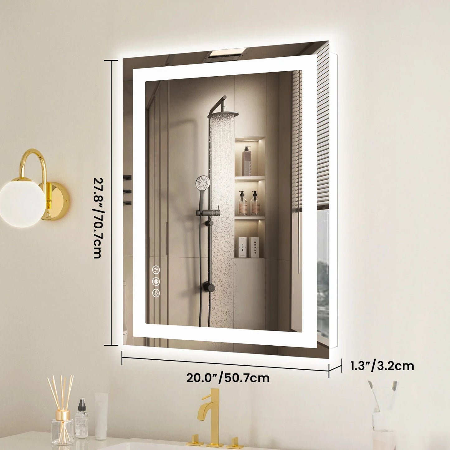 LED Bathroom Vanity Mirror for Tempered Glass