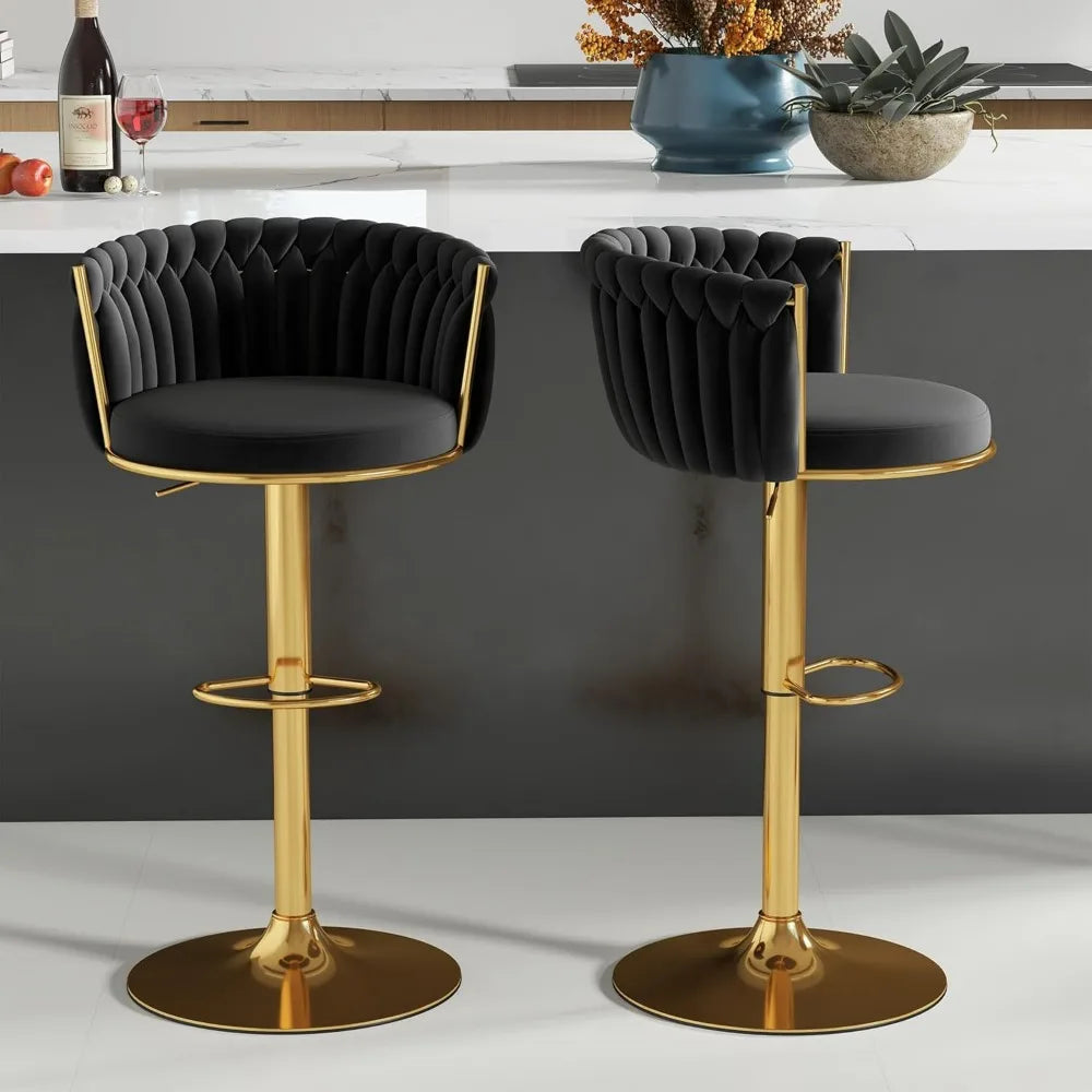 Gold Bar Stool 3 Set with Backrest