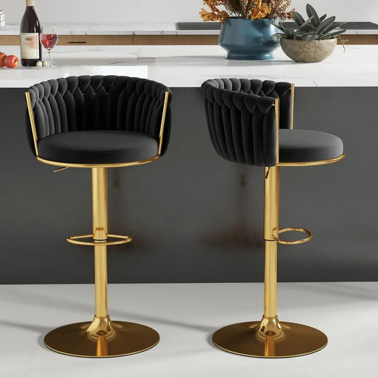 Gold Bar Stool 3 Set with Backrest