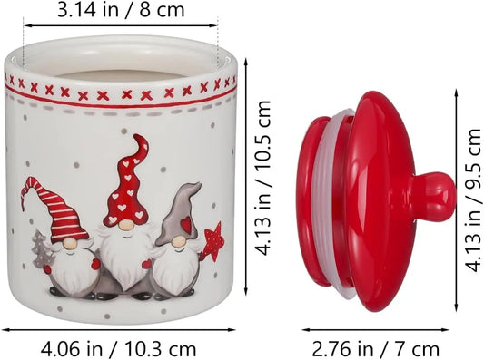 Ceramic Christmas Gnome Cookie Jar with Lid