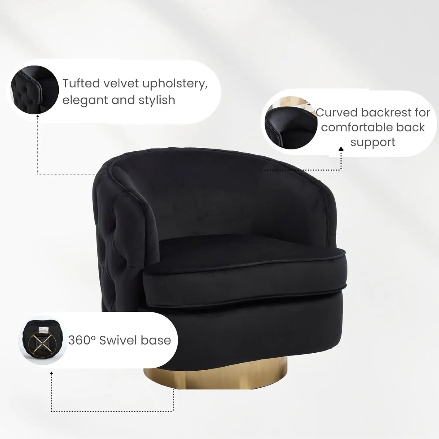 360 Degree Swivel Barrel Accent Chair