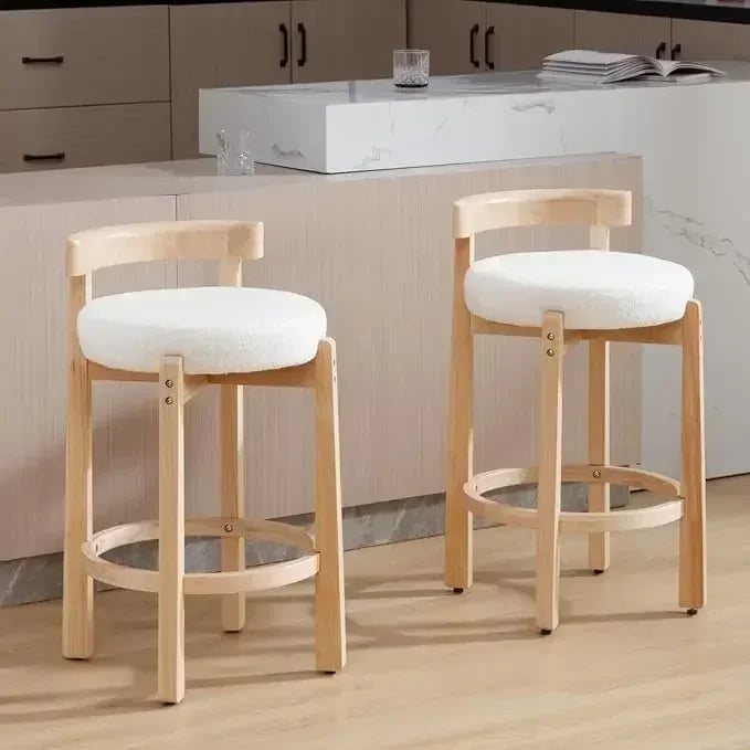 Bar Stools Set  Chairs with Wooden Legs