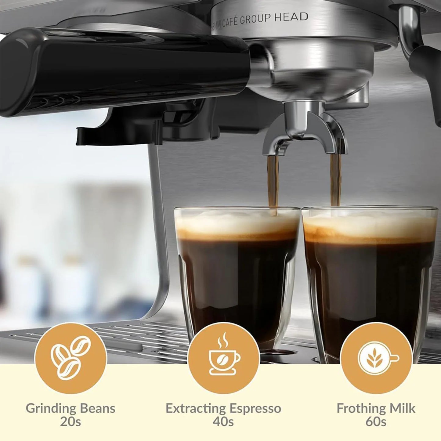 Espresso Coffee Machine  Maker with Grinder  Latte