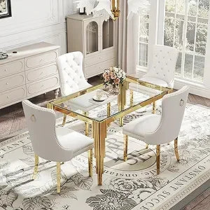 5 Piece Glass Dining Table Set for Rectangle