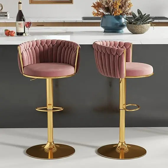 Gold Bar Stool 3 Set with Backrest