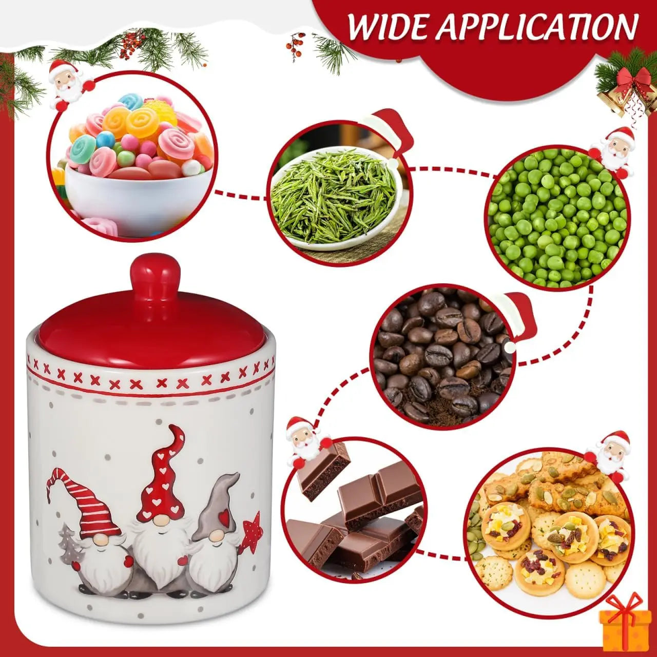 Ceramic Christmas Gnome Cookie Jar with Lid
