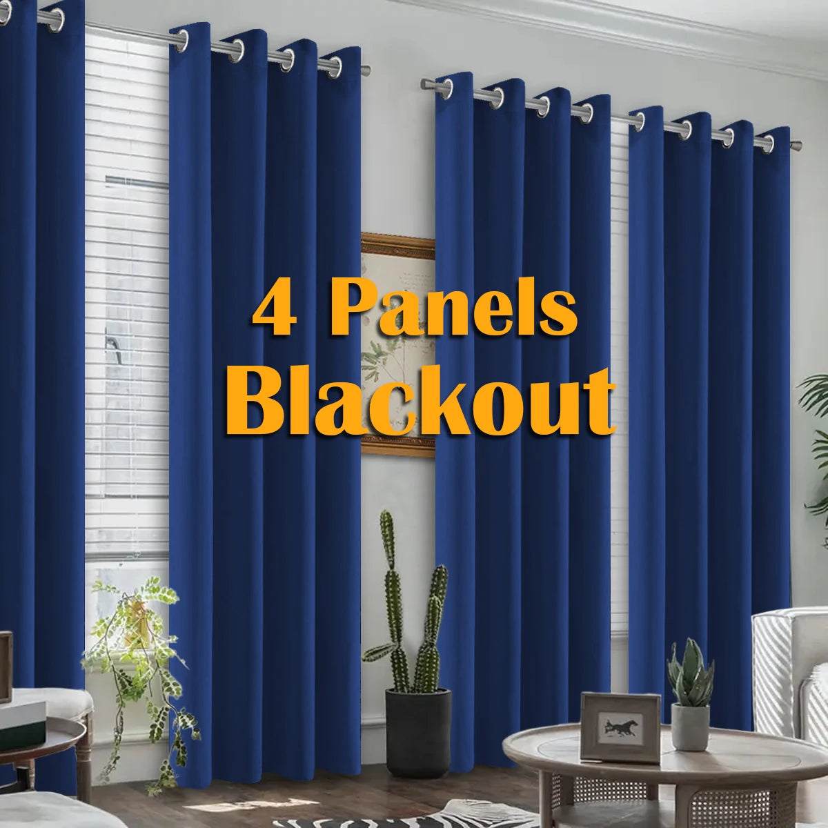 4PCS Blackout Curtains, Heat-Insulated Grommet Curtains