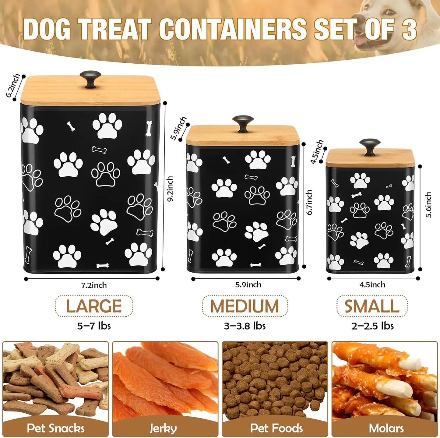 Airtight Dog Food Containers with Bamboo Lids
