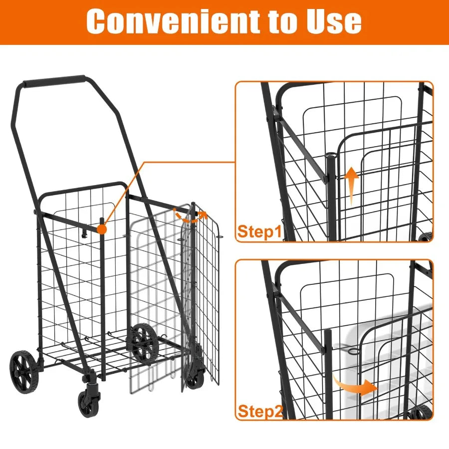 Shopping Cart with open door  Wheels Foldable